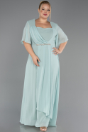 Robe de Soirée Grande Taille Longue Mousseline Menthe ABU6663