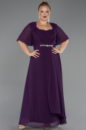 Robe de Soirée Grande Taille Longue Mousseline Violet ABU6663