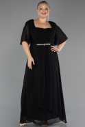 Robe de Soirée Grande Taille Longue Mousseline Noir ABU6663
