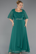 Robe de Soirée Grande Taille Longue Mousseline Émeraude ABU6663