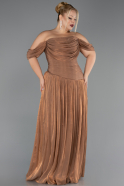 Robe De Soirée Grande Taille Longue Mousseline Cuivre ABU6603
