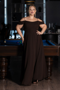 Robe De Soirée Grande Taille Longue Mousseline Brun ABU6646