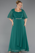 Robe de Soirée Grande Taille Longue Mousseline Émeraude ABU6663