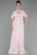 Robe de Soirée Longue Mousseline Poudre ABU6640