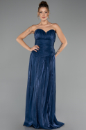 Robe de Soirée Longue Mousseline Bleu Marine ABU6640