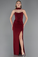 Robe de Soirée Longue Rouge Bordeaux ABU6657