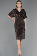 Robe De Invitation Grande Taille Midi Brun ABK2704