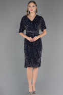 Robe De Invitation Grande Taille Midi Bleu Marine ABK2704