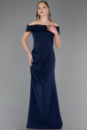 Robe Grande Taille Longue Bleu Marine ABU6103