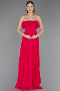 Robe de Soirée Longue Mousseline Fushia ABU4866