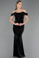 Robe de Soirée Longue Velours Noir ABU6664