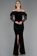 Robe de Soirée Longue Velours Noir ABU6668