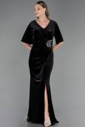 Robe de Soirée Grande Taille Longue Velours Longue Velours Noir ABU6669