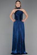 Robe de Soirée Longue Mousseline Bleu Marine ABU6666