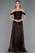 Robe de Soirée Longue Mousseline Brun ABU6674