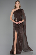 Robe de Soirée Longue Mousseline Brun ABU6675