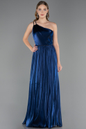 Robe de Soirée Longue Mousseline Bleu Marine ABU6678