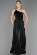 Robe de Soirée Longue Mousseline Noir ABU6678