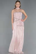 Robe de Soirée Longue Mousseline Poudre ABU6681