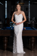 Robe de Soirée Longue Dantelle Blanc ABU6040