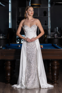 Robe de Soirée Longue Satin Blanc ABU6193
