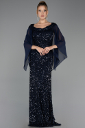 Robe De Soirée Grande Taille Longue Bleu Marine ABU6687