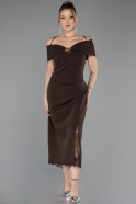 Robe De Invitation Grande Taille Midi Brun ABK2707