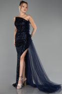 Robe de Soirée Longue Bleu Marine ABU4772
