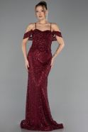 Robe Queue de Poisson Longue Dantelle Rouge Bordeaux ABU6693