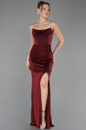Robe de Soirée Longue Rouge Bordeaux ABU6695