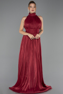 Robe De Soirée Grande Taille Longue Mousseline Rouge Bordeaux ABU6700