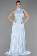 Robe de Soirée Longue Mousseline Bleu clair ABU6706