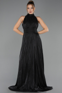 Robe De Soirée Grande Taille Longue Mousseline Noir ABU6700