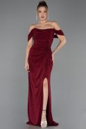Robe de Soirée Longue Rouge Bordeaux ABU6696