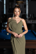 Robe de Soirée Longue Mousseline Vert Huile ABU6500