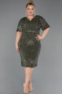 Robe De Invitation Grande Taille Midi Kaki ABK2704