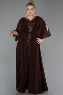 Robe de Soirée Grande Taille Longue Mousseline Brun ABU6722