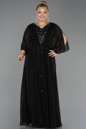 Robe de Soirée Grande Taille Longue Mousseline Noir ABU6722