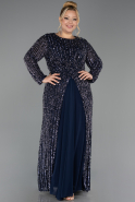 Robe Grande Taille Longue Squameuse Bleu Marine ABU6724