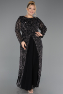 Robe Grande Taille Longue Squameuse Noir-Argent ABU6724