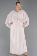 Robe De Soirée Grande Taille Longue Mousseline Beige ABU6725