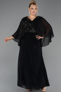 Robe De Soirée Grande Taille Longue Mousseline Noir ABU6725