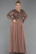 Robe De Soirée Grande Taille Longue Mousseline Cuivre ABU6727