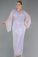 Robe De Soirée Grande Taille Longue File Lilas ABU6728