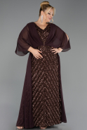 Robe de Soirée Grande Taille Longue Squameuse Brun ABU6729