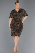 Robe De Invitation Grande Taille Midi Brun ABK2704