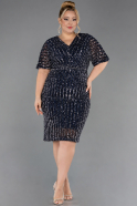 Robe De Invitation Grande Taille Midi Bleu Marine ABK2704