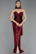 Robe de Soirée Longue Mousseline Rouge Bordeaux ABU6731