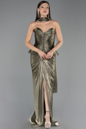 Robe de Soirée Longue Mousseline Kaki ABU6731