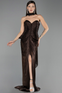 Robe de Soirée Longue Mousseline Brun ABU6731